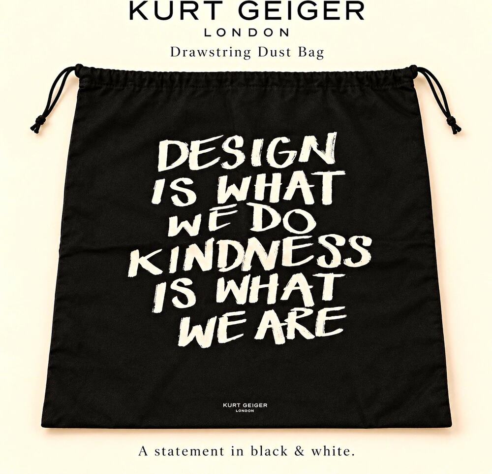 Kurt Geiger London Drawstring Dust Bag Black/White Graphic Print Logo